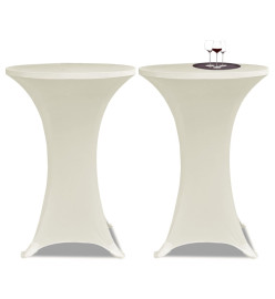 Housse de table Ø 80 cm Crème extensible 2 pcs