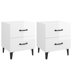 Tables de chevet 2 pcs Blanc brillant 40x35x47,5 cm