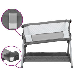 Lit pour bébé avec matelas Gris foncé Tissu de lin