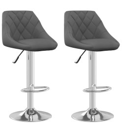 Tabourets de bar lot de 2 gris foncé velours