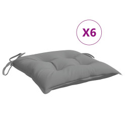 Coussins de chaise 6 pcs gris 40x40x7 cm tissu oxford