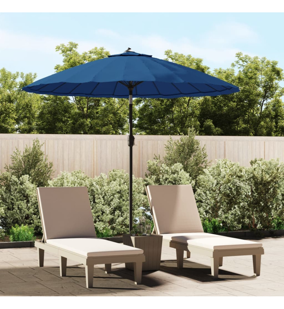 Parasol d'extérieur avec mât en aluminium 270 cm Bleu azuré