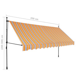 Auvent manuel rétractable avec LED 350 cm Jaune et bleu