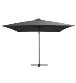 Parasol déporté avec LED et mât en acier 250x250 cm Anthracite