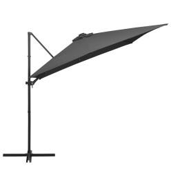 Parasol déporté avec LED et mât en acier 250x250 cm Anthracite