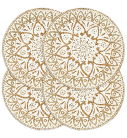 Napperons 4 pcs Blanc 38 cm Rond Jute