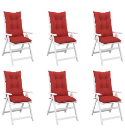 Coussins de chaise de jardin dossier haut lot de 6 rouge tissu