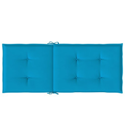 Coussins de chaise de jardin à dossier haut lot de 6 bleu tissu