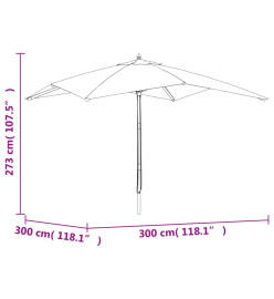 Parasol de jardin avec mât en bois sable 300x300x273 cm