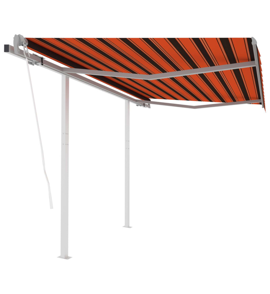 Auvent rétractable automatique poteaux 3,5x2,5 m Orange marron