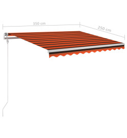 Auvent rétractable automatique poteaux 3,5x2,5 m Orange marron