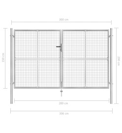 Porte de jardin Acier galvanisé 306x200 cm Argenté