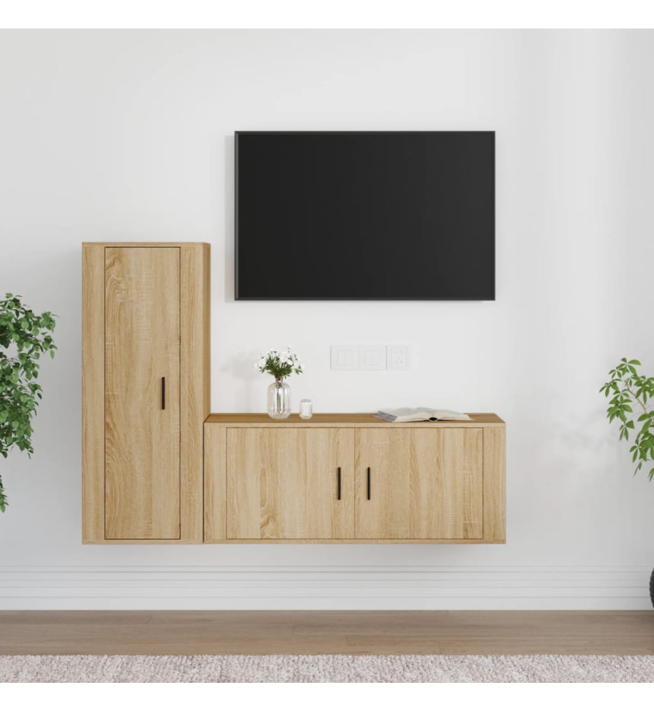 Ensemble de meubles TV 2 pcs chêne sonoma bois d'ingénierie