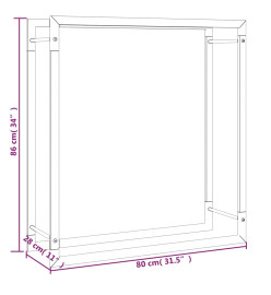 Portant de bois de chauffage Noir mat 80x28x86 cm Acier