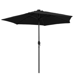 Parasol avec LED et mât en aluminium 270 cm Noir