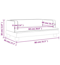 Canapé pour enfants crème 80x45x30 cm velours