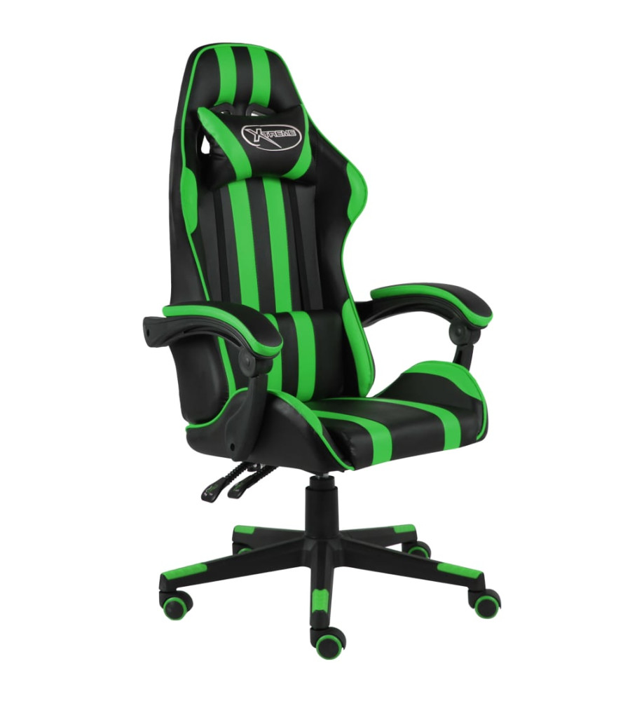 Fauteuil de jeux vidéo Noir et vert Similicuir