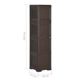 Armoire en plastique 40x43x164 cm Design de bois Marron