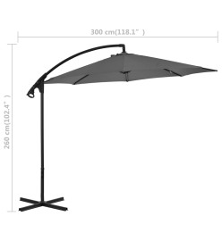 Parasol en porte-à-feux avec poteau Acier 300 cm Anthracite