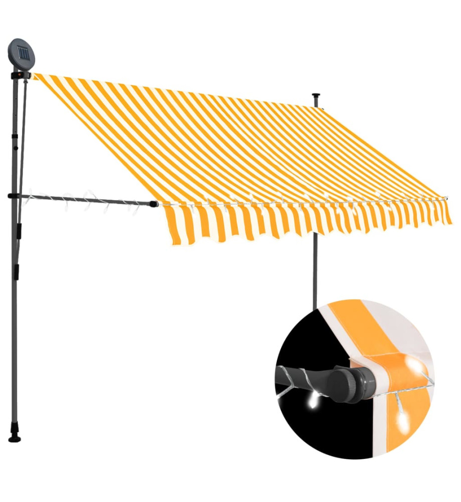 Auvent manuel rétractable avec LED 250 cm Blanc et orange