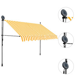 Auvent manuel rétractable avec LED 250 cm Blanc et orange