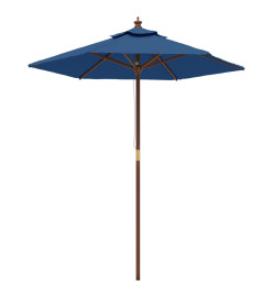 Parasol de jardin avec mât en bois bleu azuré 196x231 cm