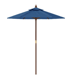 Parasol de jardin avec mât en bois bleu azuré 196x231 cm