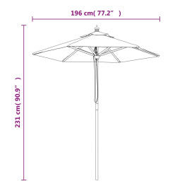 Parasol de jardin avec mât en bois bleu azuré 196x231 cm