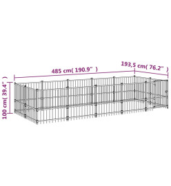 Chenil d'extérieur pour chiens Acier 9,38 m²