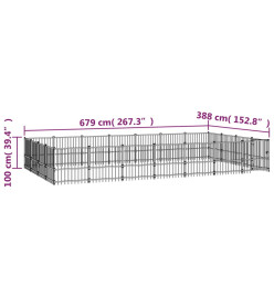 Chenil d'extérieur pour chiens Acier 26,35 m²