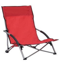 Chaises de plage pliables 2 pcs Rouge Tissu