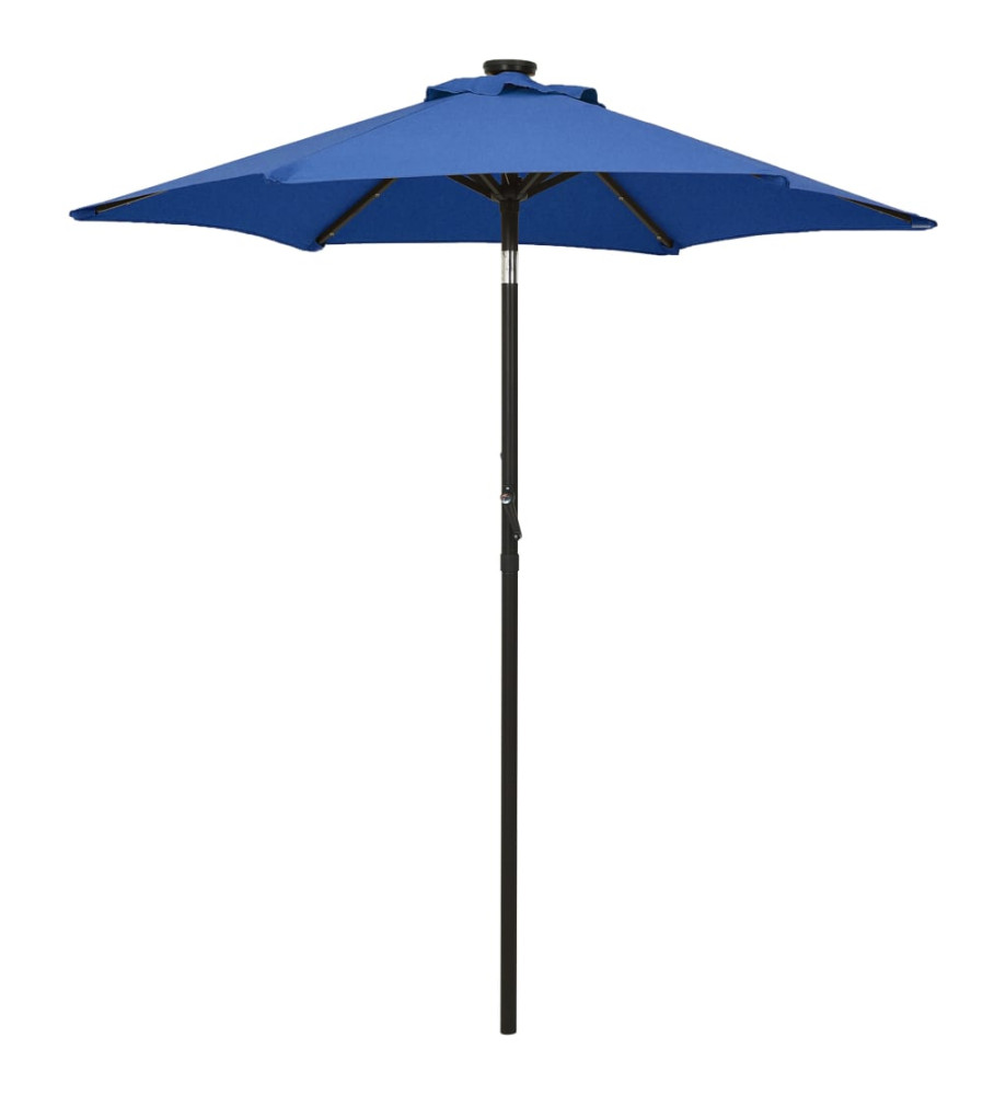 Parasol avec lumières LED Bleu azuré 200x211 cm Aluminium