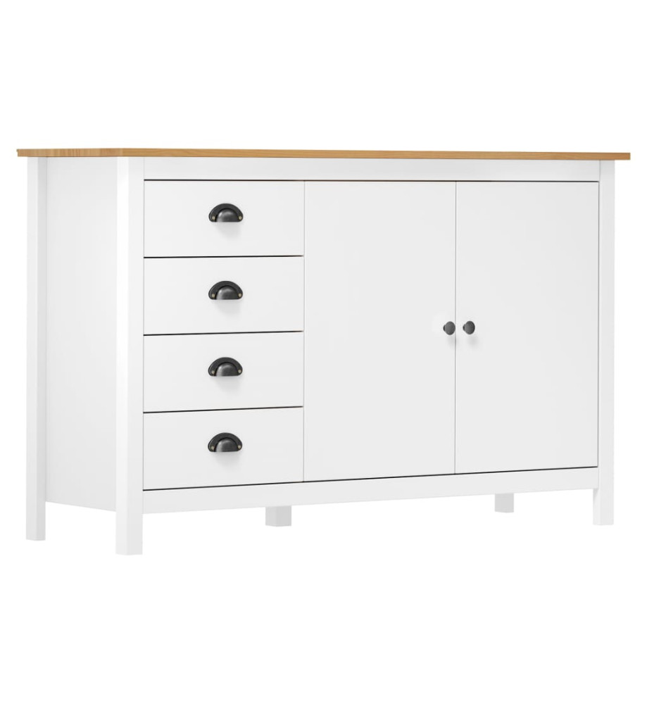 Buffet Hill Blanc 130x40x80 cm Bois de pin solide