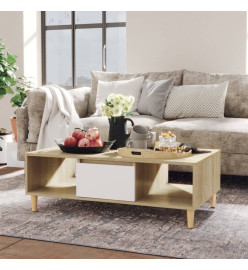 Table basse Blanc et chêne sonoma 103,5x60x35 cm Aggloméré