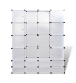 Cabinet modulable avec 18 compartiments blanc 37x146x180,5 cm