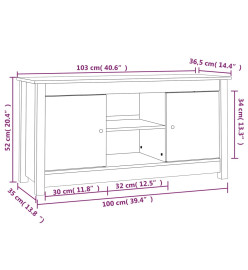 Meuble TV 103x36,5x52 cm Bois de pin massif