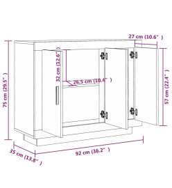 Buffet Sonoma gris 92x35x75 cm Bois d'ingénierie