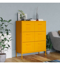 Armoire à tiroirs Jaune moutarde 80x35x101,5 cm Acier