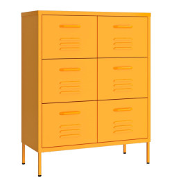 Armoire à tiroirs Jaune moutarde 80x35x101,5 cm Acier