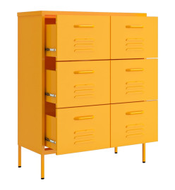 Armoire à tiroirs Jaune moutarde 80x35x101,5 cm Acier