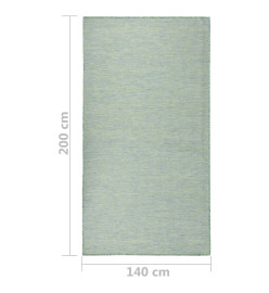 Tapis à tissage plat d'extérieur 140x200 cm Turquoise