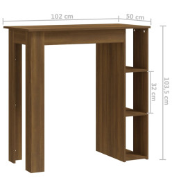 Table de bar avec étagère Chêne marron 102x50x103,5cm Aggloméré