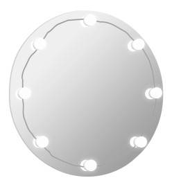 Miroir mural sans cadre avec lampes LED Rond Verre