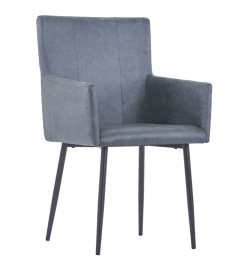 Chaises à manger avec accoudoirs lot de 2 gris similicuir daim