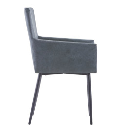 Chaises à manger avec accoudoirs lot de 2 gris similicuir daim