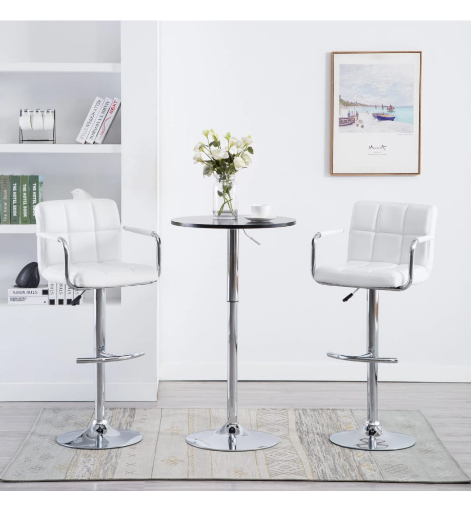 Tabourets de bar lot de 2 blanc similicuir