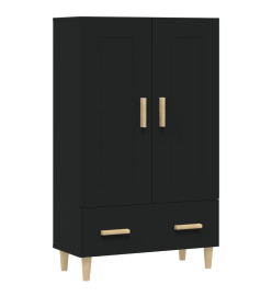 Buffet haut noir 70x31x115 cm bois d'ingénierie