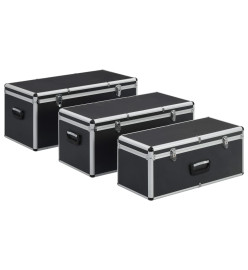 Boîtes de rangement 3 pcs Noir Aluminium