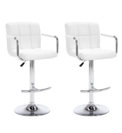 Tabourets de bar lot de 2 blanc similicuir