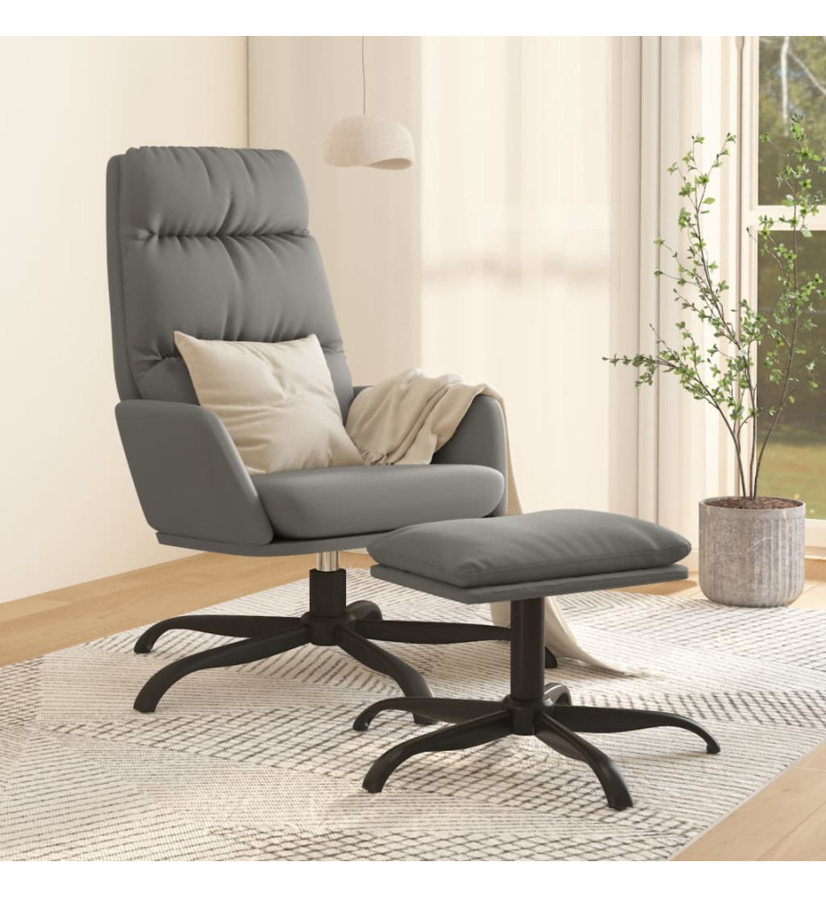 Chaise de relaxation avec tabouret Gris Similicuir